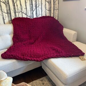 Merlot coloured handmade chunky knit Adult Throw.